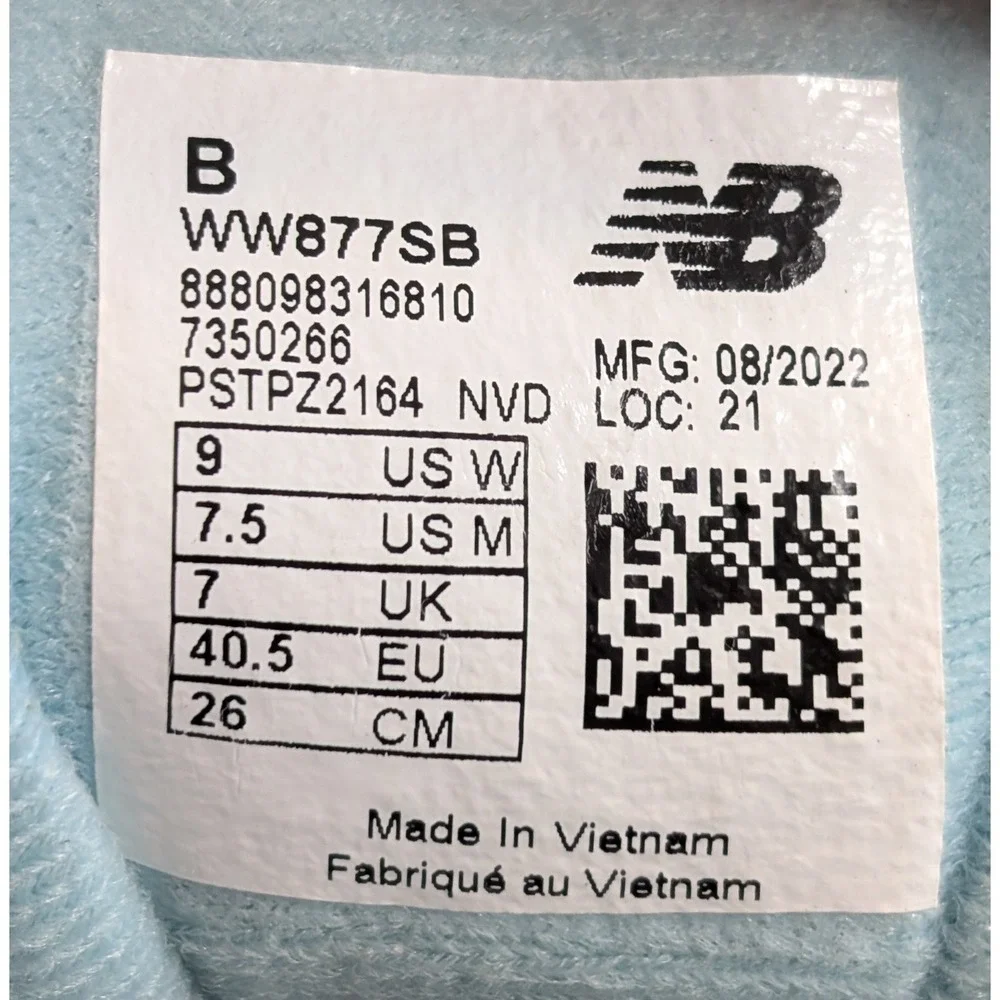 New Balance 877 Walking Shoes Womens 9 Grey Blue Suede Mesh Sneakers VERY NICE!